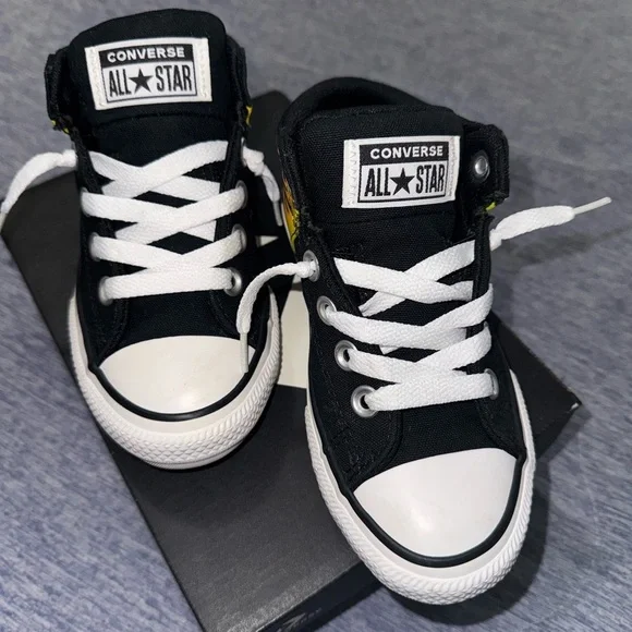 Converse Kids Black and Yellow Flame Sneakers - Picture 2 of 12